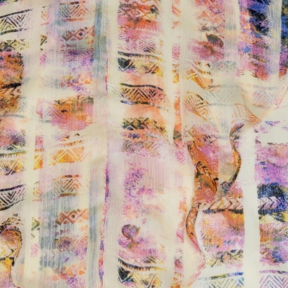 Xhilaration Tribal Shift Dress Cream Mini Pastel Colorful Boho Vacation Casual M - Picture 6 of 7